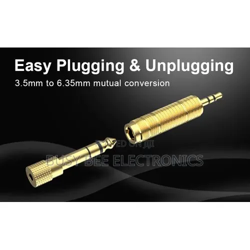 Quality 3.5mm Male to Female 6.35mm Audio Adapter - Gold