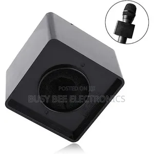 1pc Square Shaped TV Interview Microphone Logo Flag Station - Black