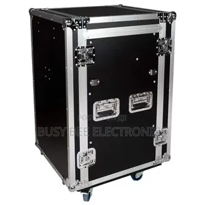 16U Shockproof DJ Amplifier Rack, 3 Door - Black