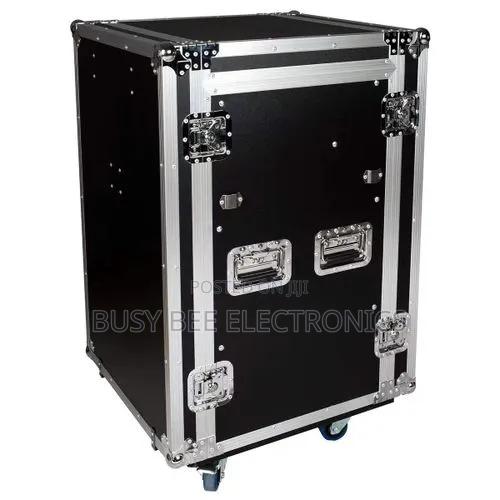16U Shockproof DJ Amplifier Rack, 3 Door - Black - thumbnail 2