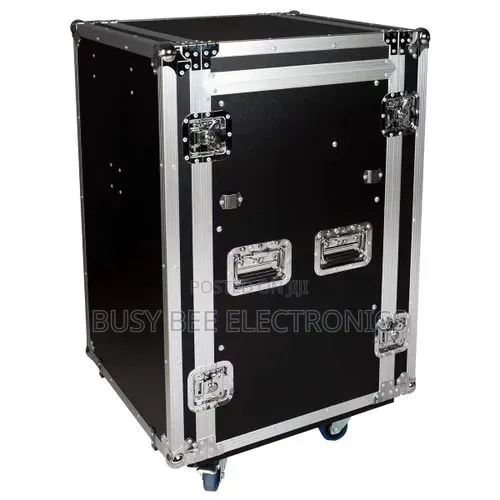 16U Shockproof DJ Amplifier Rack, 3 Door - Black