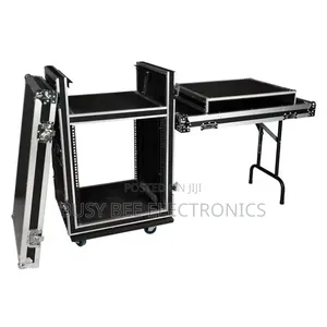 16U Shockproof DJ Amplifier Rack, 3 Door - Black