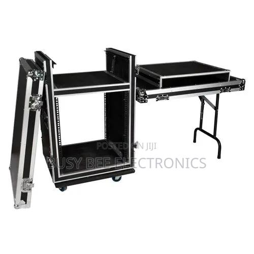 16U Shockproof DJ Amplifier Rack, 3 Door - Black - thumbnail 3