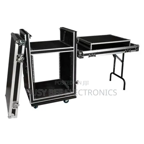 16U Shockproof DJ Amplifier Rack, 3 Door - Black