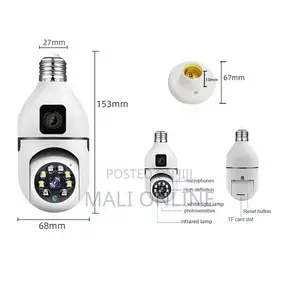 360° 1080P WiFi CCTV Dual Lens PTZ Bulb Camera Motion Tracking