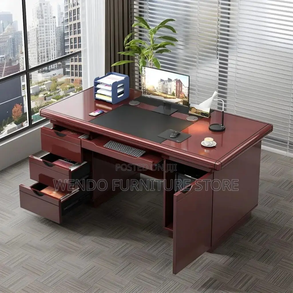 Office Desk : 1.2M Mahogany-Finished Executive Office Desk
