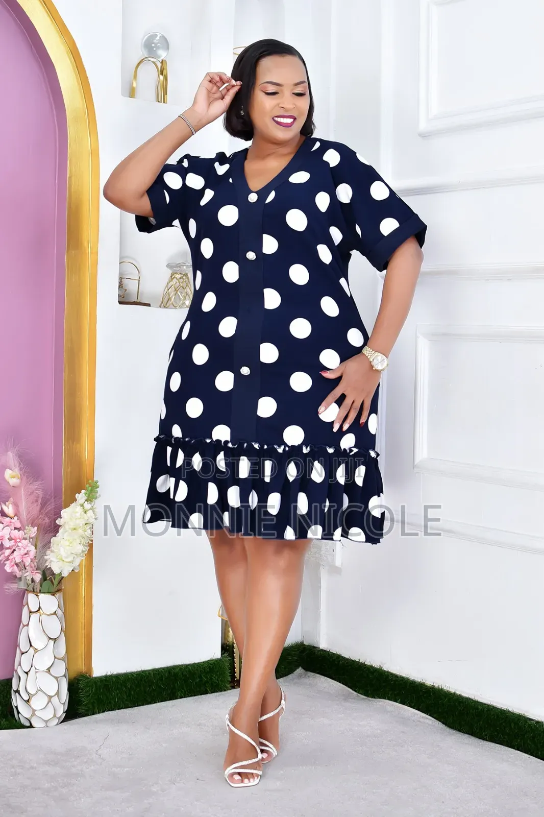 Catherine Polkadot Shift Dress/Plus Sizes Women Dresses