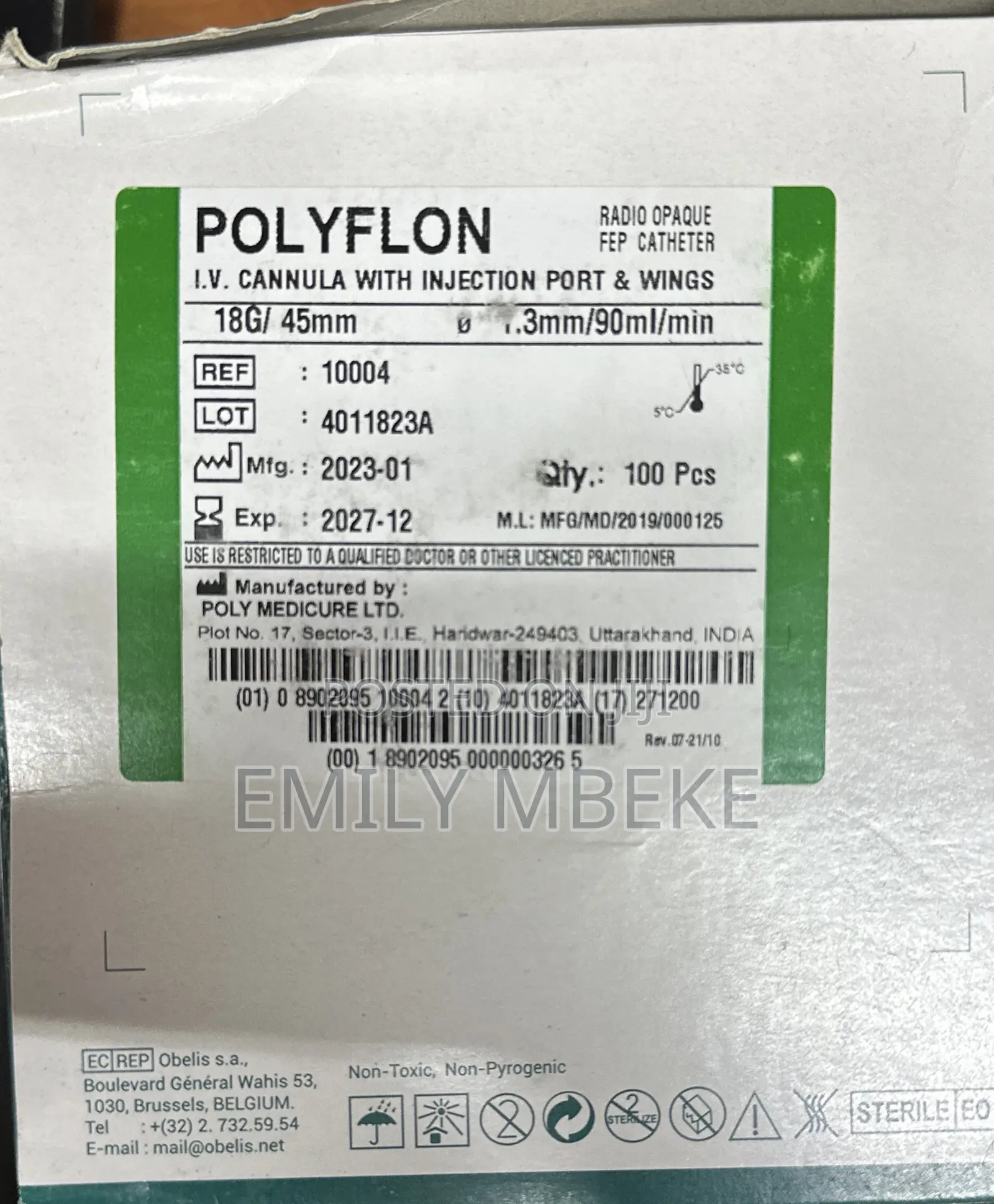 I.V Cannula Size 18