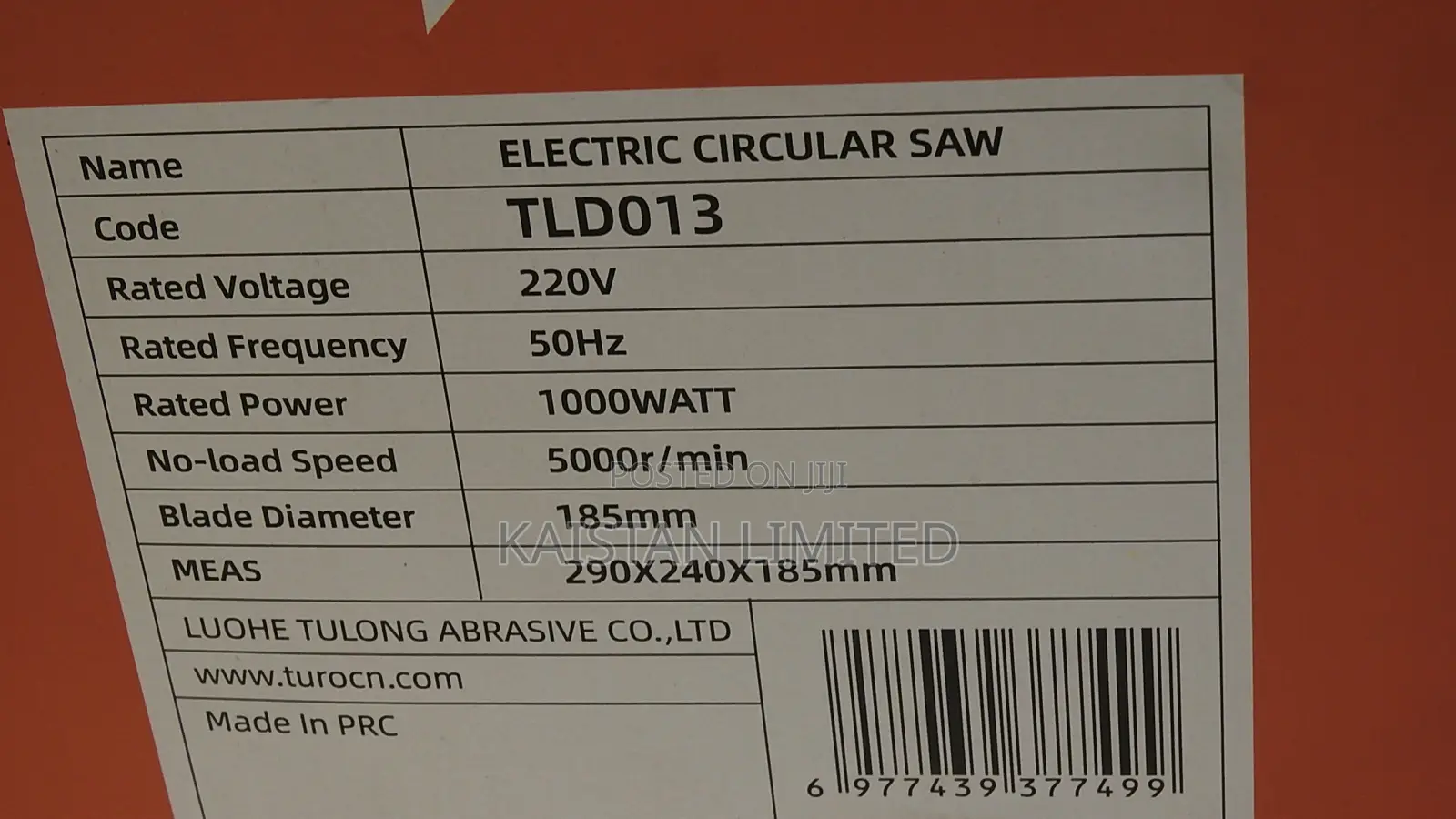 1000W Turo 7 Inch Circular Saw With 185mm Blade