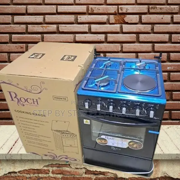 Double Glass 4 Gas 3 Gas Burners +1 Electric Free Standing Cooker
