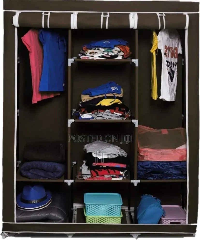 3 Column Portable Metallic Wardrobe