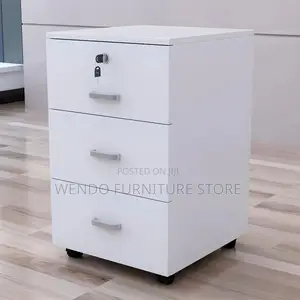 Office Cabinet : White 3-Drawer Mobile Pedestal Cabinet