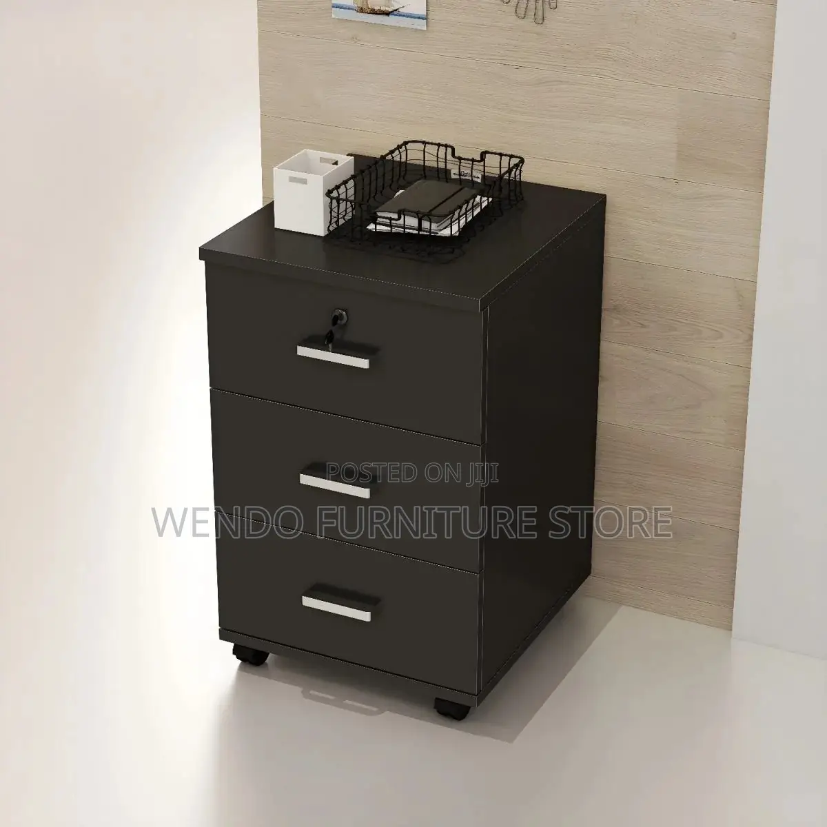 Office Cabinet : White 3-Drawer Mobile Pedestal Cabinet