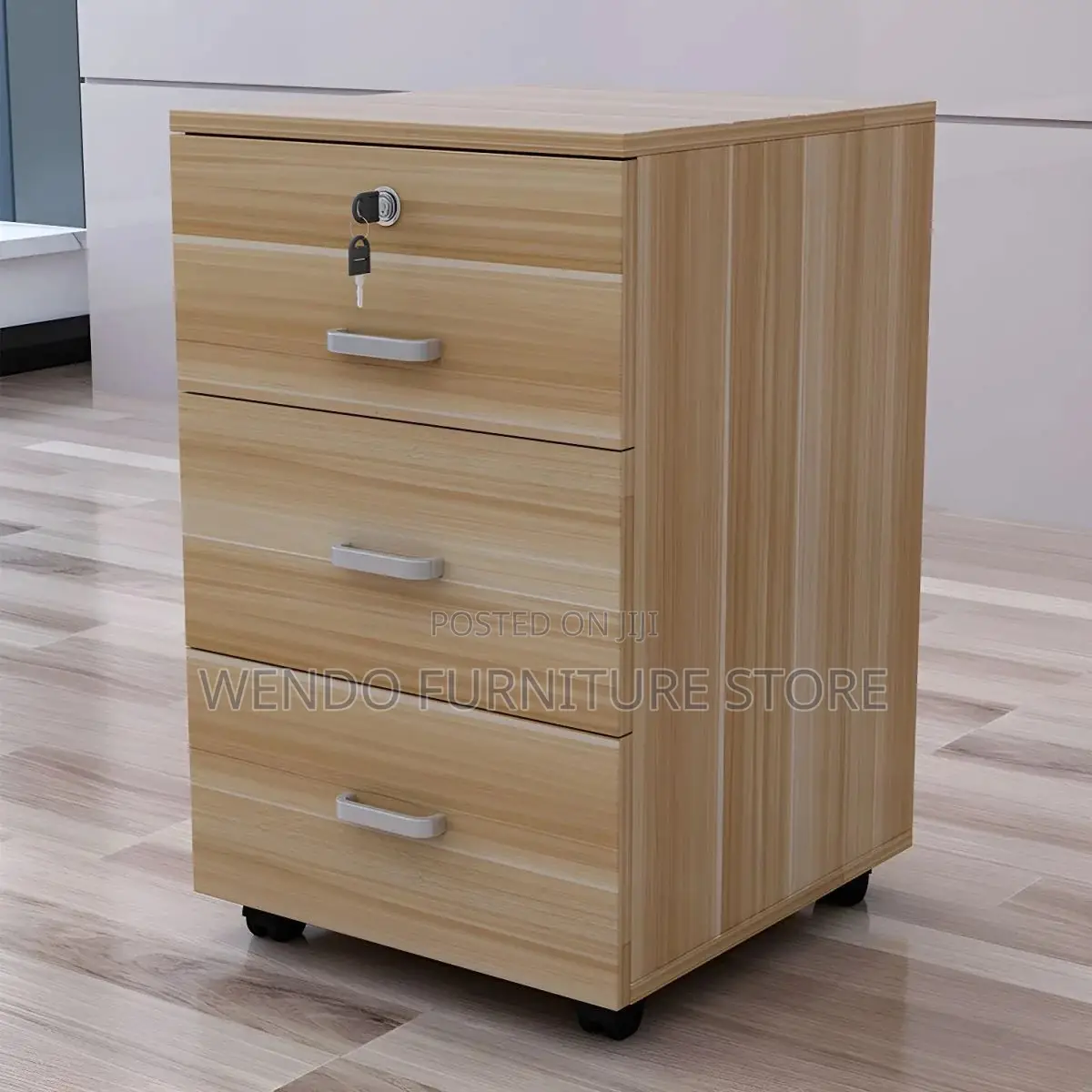 Office Cabinet : White 3-Drawer Mobile Pedestal Cabinet