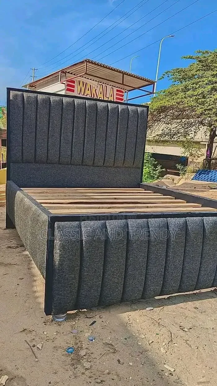 Grey Upholstered Bed ( Chester Bed) 5*6