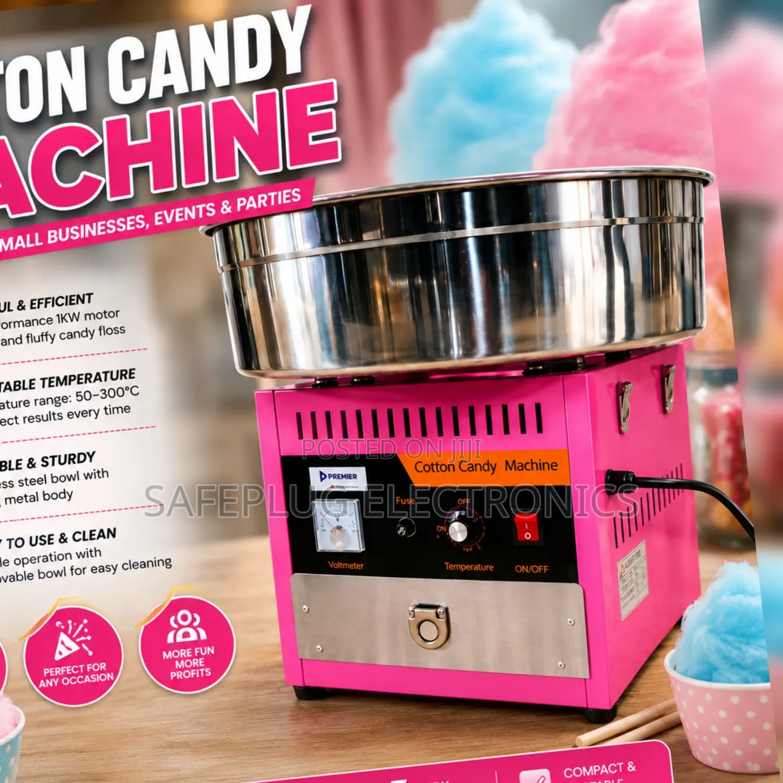 Premier Electric Cotton Candy Floss Machine, Commercial Cotton Candy