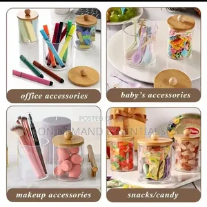 Acrylic Swab Container With Bamboo Lid