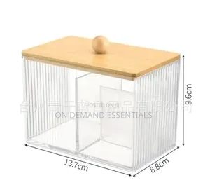 Restocked !! Acrylic Earbuds/Swab Organizer With Bamboo Cover