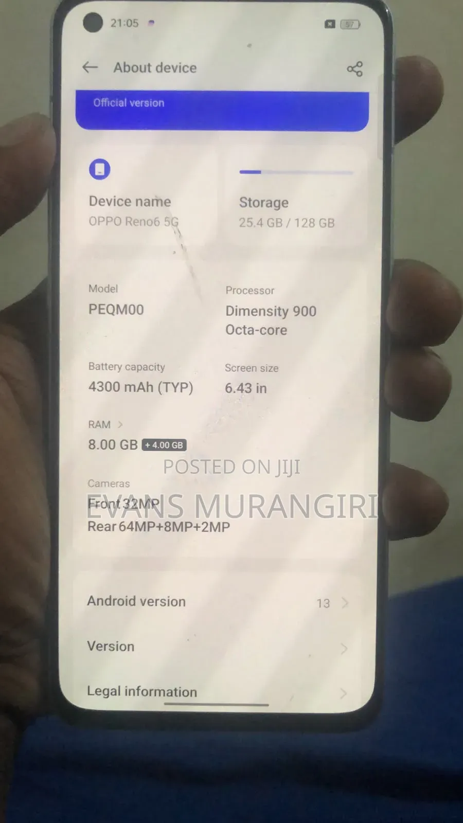 Oppo Reno6 5G 128 GB Rose Gold