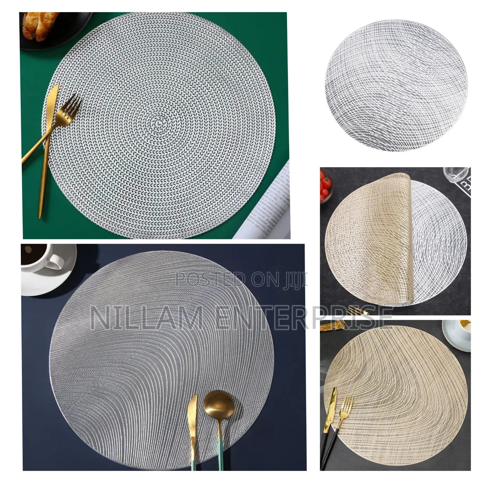 Elegant 6pcs PVC Non-Woven Table Mats