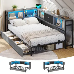Smart Loft Bed With Desk, LED Lights, Bluetooth Speaker Alarm System