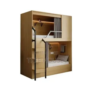 Double Bunk Bed With Built-in Storage Drawers and Shelves