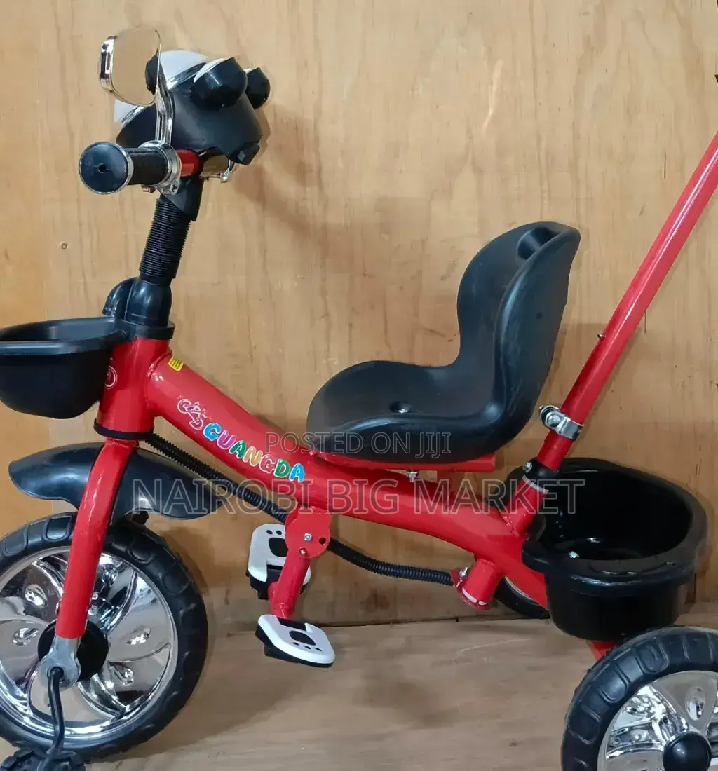 Red Kids Tricycle With Supporting Handle
