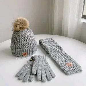 Warm and Soft Winter Pack Beanie Set: Gloves Hat Soft Scarf