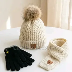 Warm and Soft Winter Pack Beanie Set: Gloves Hat Soft Scarf