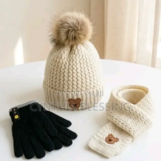 Warm and Soft Winter Pack Beanie Set: Gloves Hat Soft Scarf