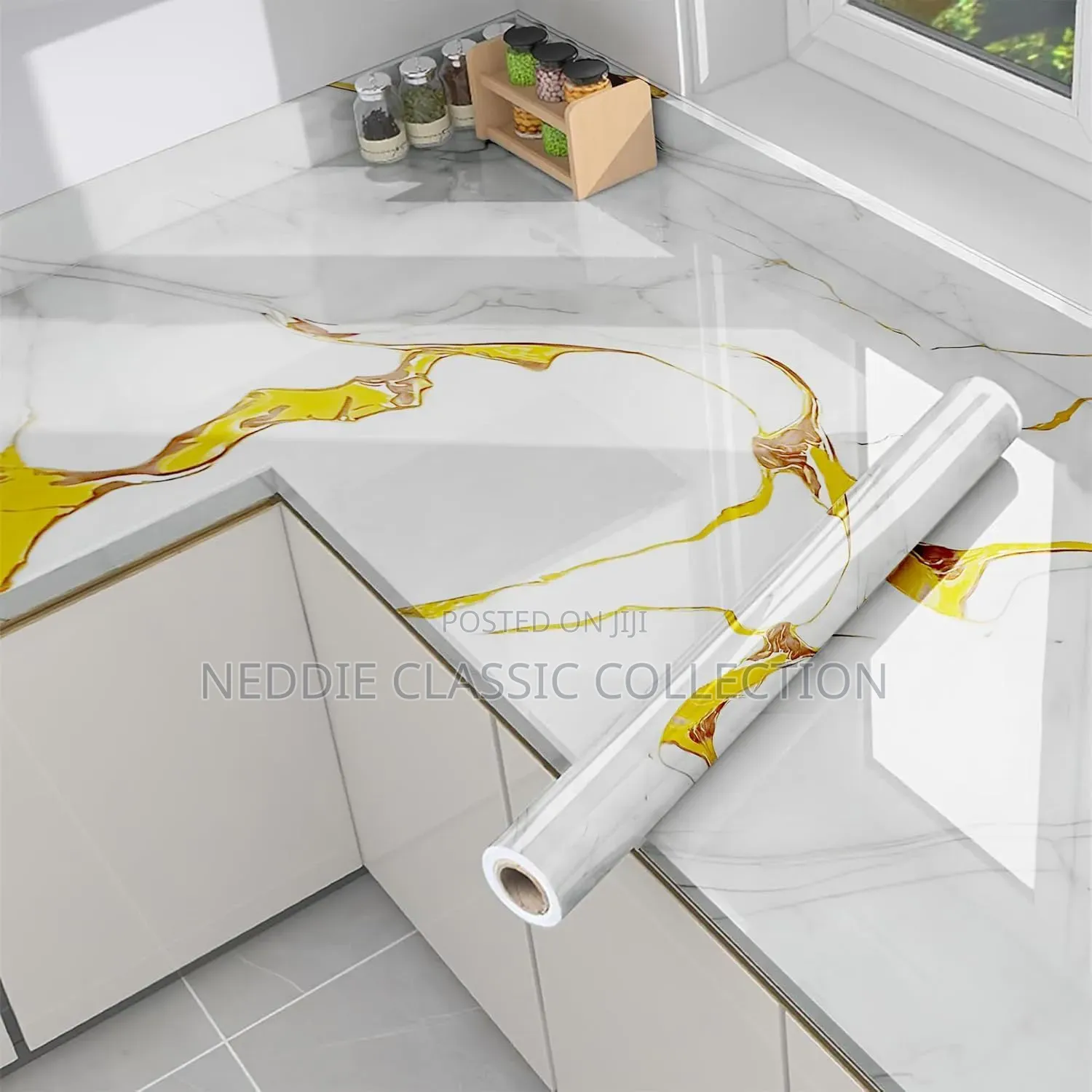 White Gold Marble Contact Paper Self Adhesive