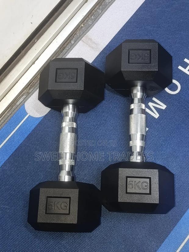Pair of 5kg Hexagon Dumbbells