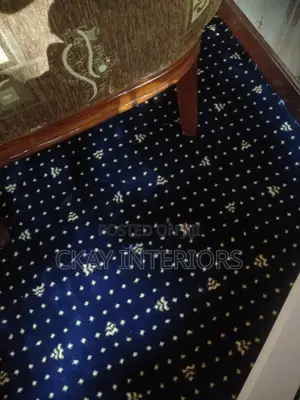 Presidential Blue With Flowered Patterns Wall to Wall Carpets