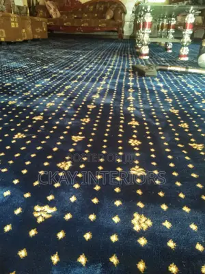 Presidential Blue With Flowered Patterns Wall to Wall Carpets