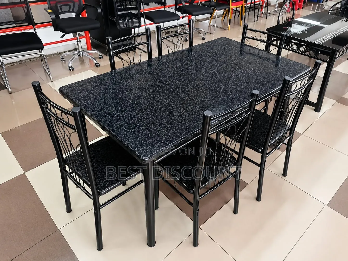 Black Dining Table 6 - Seater