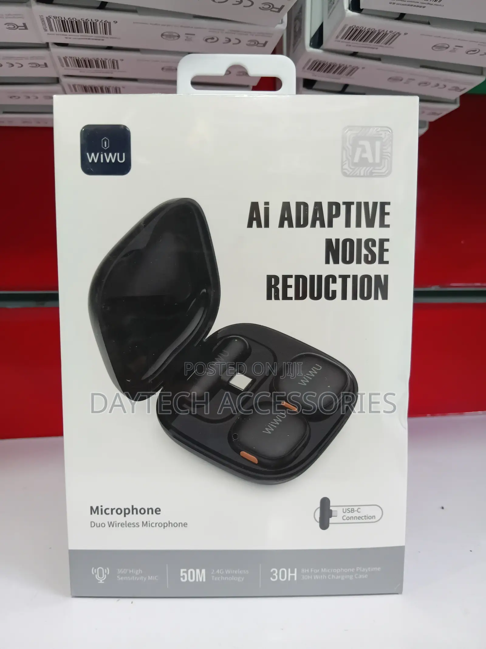 WiWU Wi-Wm006 AI Powered Noise Cancelling Lavalier Microphone - Black