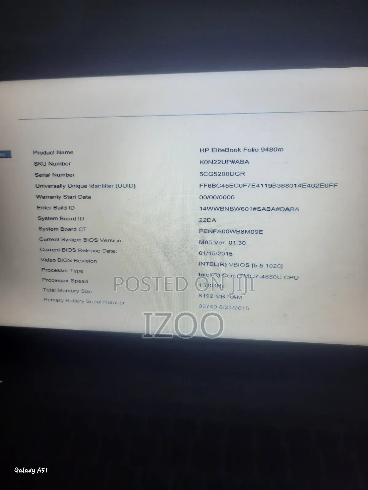 Laptop HP EliteBook Folio 9480M 8GB Intel Core i7 HDD 500GB
