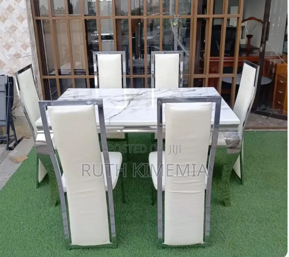 6 Seater Marble Top Dining Table