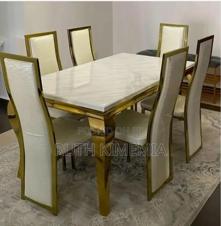 6 Seater Marble Top Dining Table