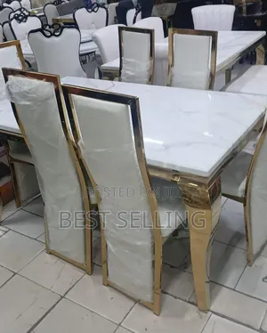 Strong Stands Golden Marble Dining Table