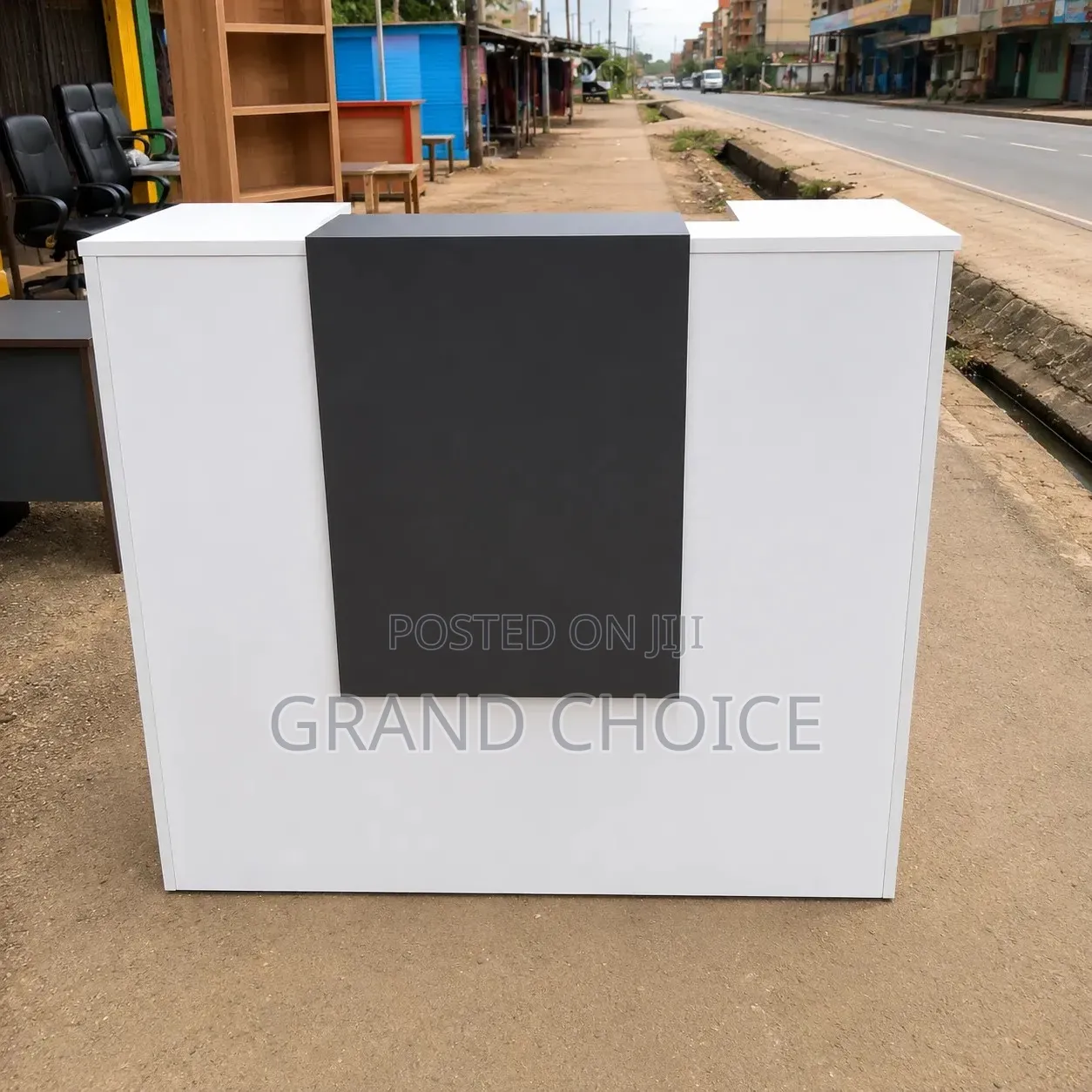 White Black Office Reception Desk