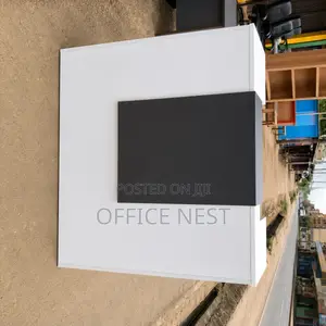 White Black Office Reception Desk