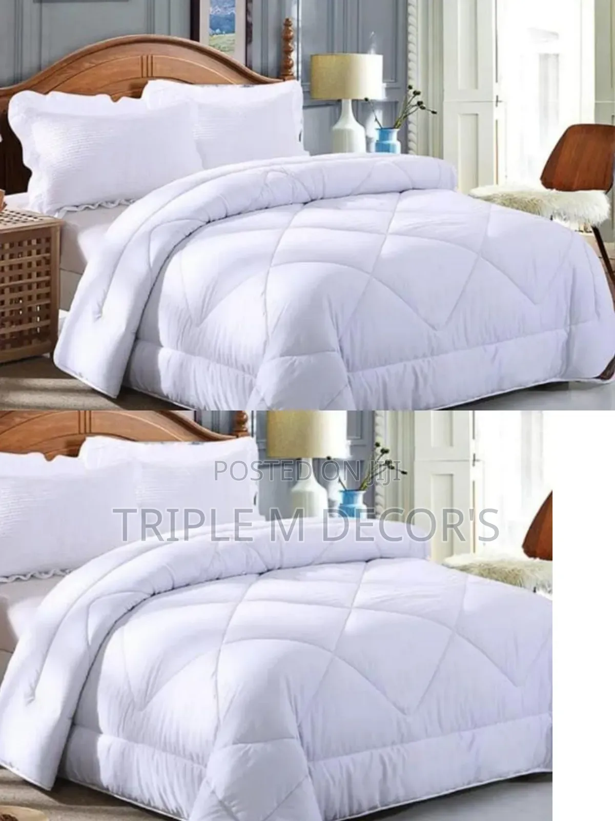 Premium White Striped 7 by 8 Quality Duvet Set