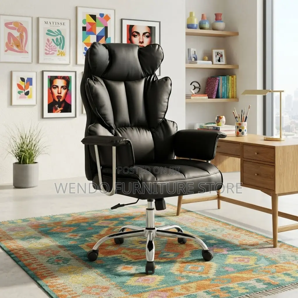 Office Chairs; Leather Executive Office Chair With Butterfly Backrest