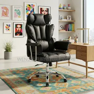 Office Chairs; Leather Executive Office Chair With Butterfly Backrest