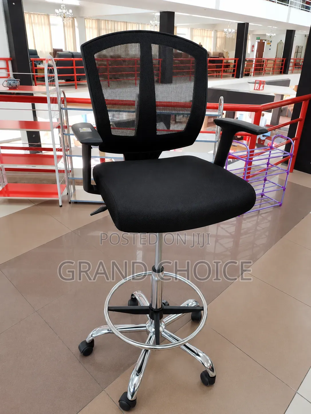 Adjustable Mesh Bar Stool Chair With a Footring