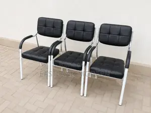 Modern Black Visitors Office Chair With Armrest