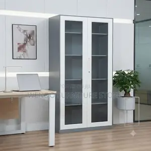 Office Cabinet; Five Shelves Office Files Cabinet With Glass Front