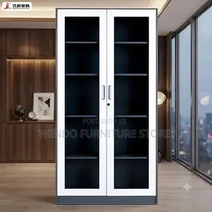 Office Cabinet; Five Shelves Office Files Cabinet With Glass Front