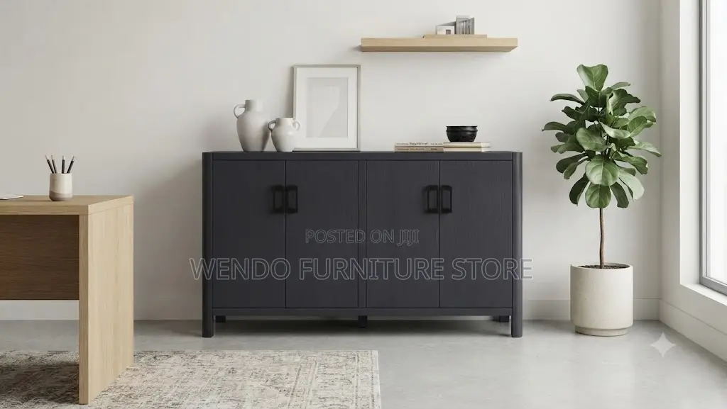 Office Cabinet; Wooden Executive Gray Office Files and Docs Credenza